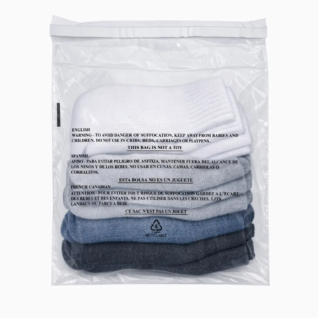 8" x 10" 1.5 Mil Suffocation Warning Bag with Self-Seal Permanent Adhesive Tape and Vent Holes (1000/CS)