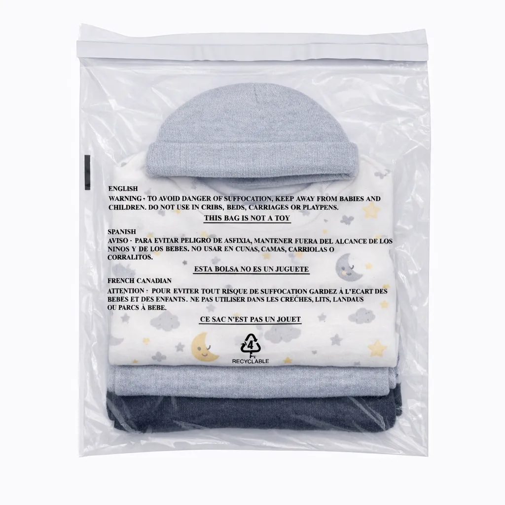 9" x 12" 1.5 Mil Suffocation Warning Bag with Self-Seal Permanent Adhesive Tape and Vent Holes (1000/CS)
