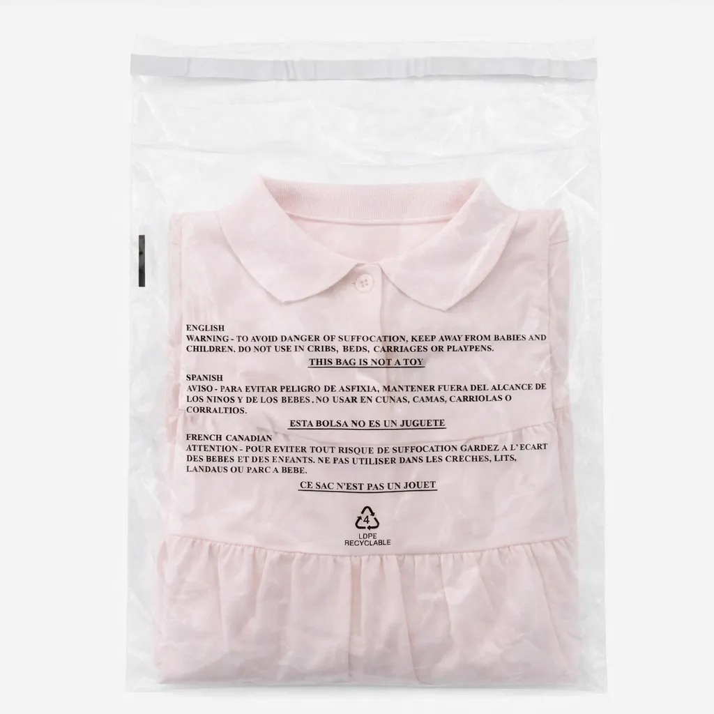 10" x 15" 1.5 Mil Suffocation Warning Bag with Self-Seal Permanent Adhesive Tape and Vent Holes (1000/CS)