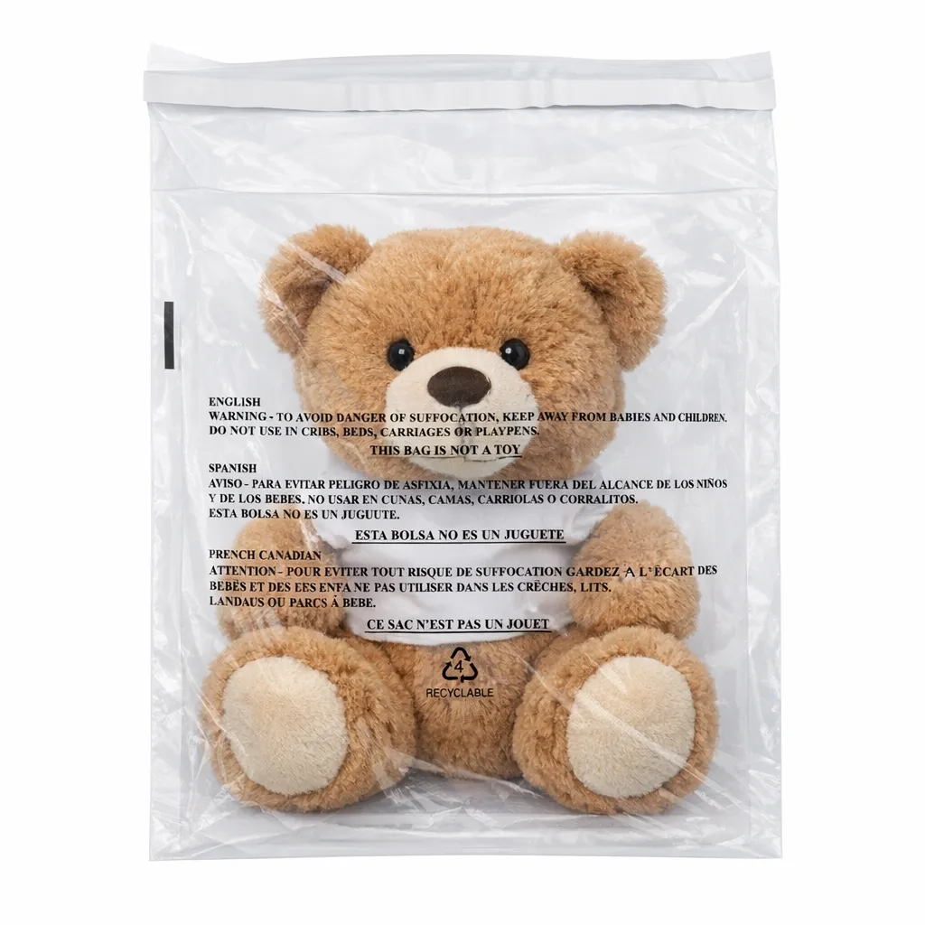 18" x 24" 1.5 Mil Suffocation Warning Bags with Self-Seal Permanent  Adhesive Tape and Vent Holes (500/CS)