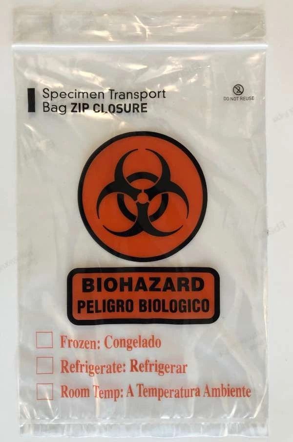 6" x 9" 2 Mil Biohazard Specimen Transport Bags (1000/CS)