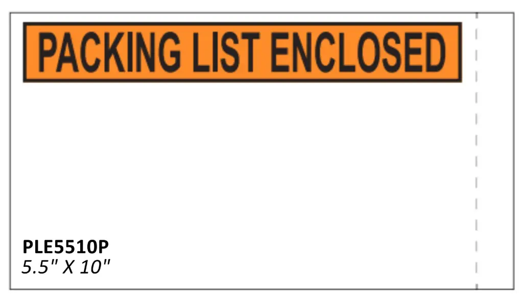 5.5" x 10" Printed "Packing List Enclosed" Envelopes (1000/CS)