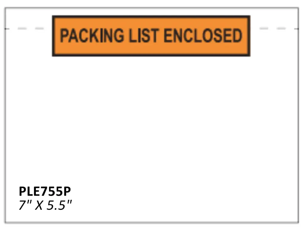 7" x 5.5" Printed "Packing List Enclosed" Envelopes (1000/CS)
