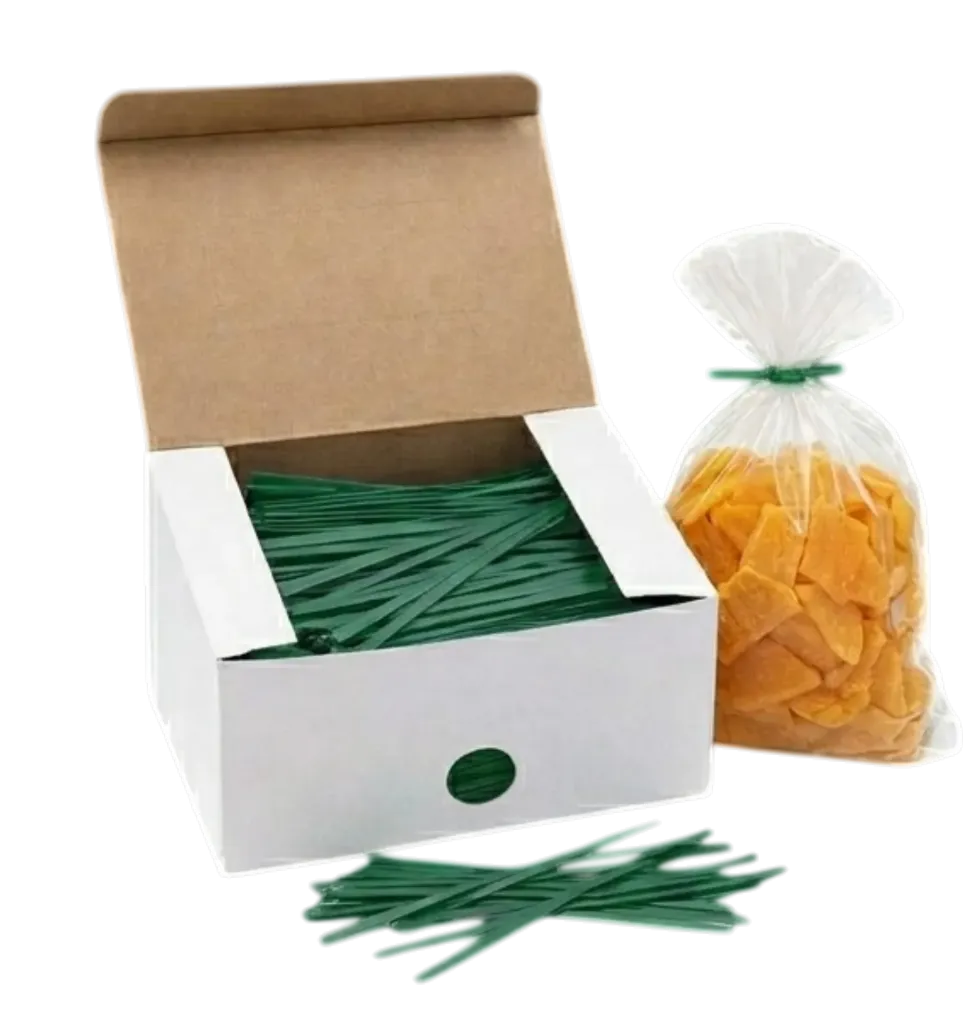 4" Green Paper Bag Ties (1000/CS)