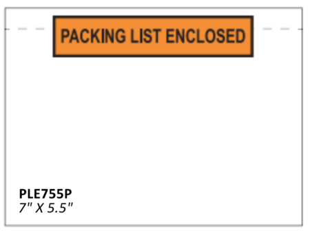 7" x 5.5" Printed "Packing List Enclosed" Envelopes (1000/CS)